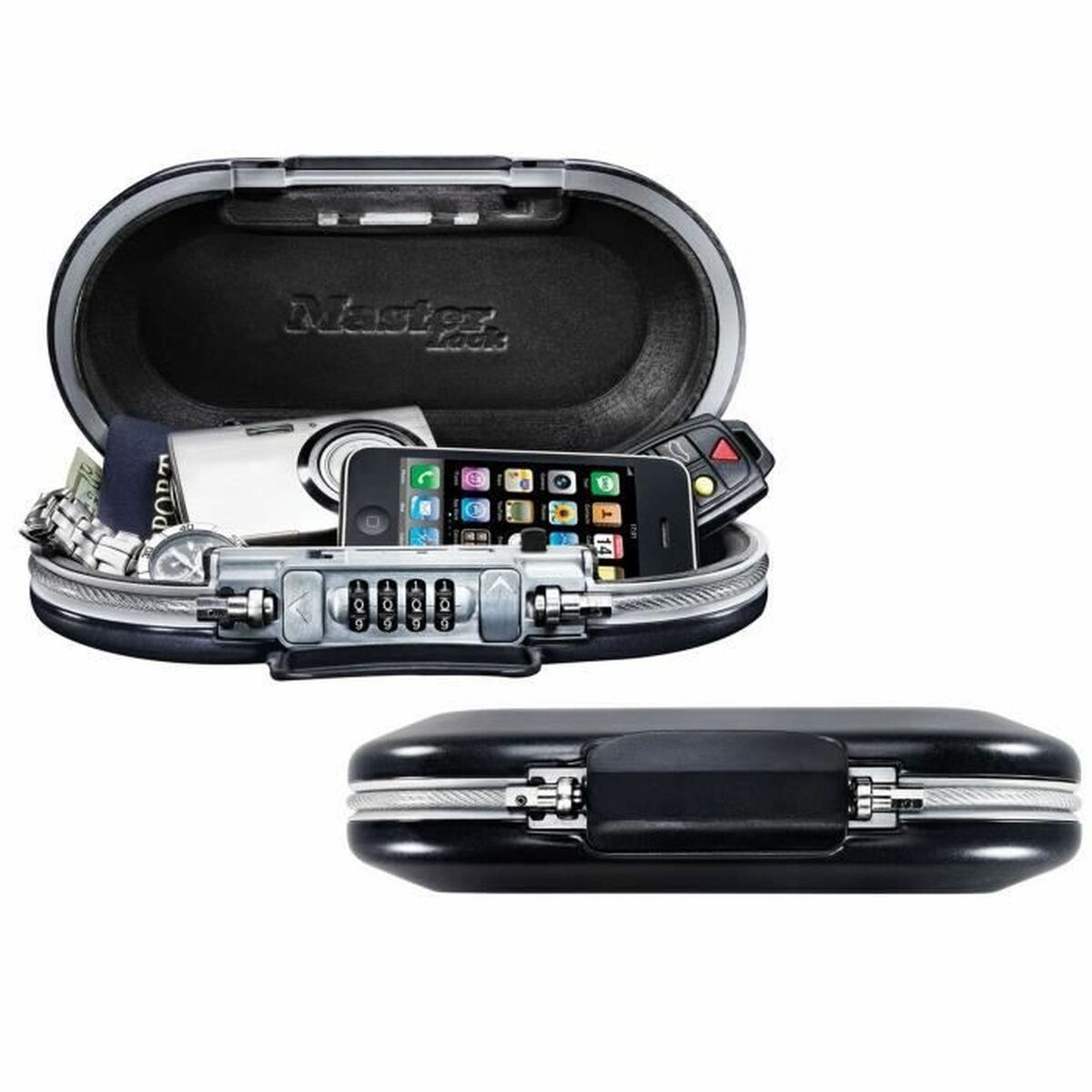 Портативный сейф с защитным кабелем Master Lock 5900EURD Чёрный ABS 6 x 12,9 x 24 cm