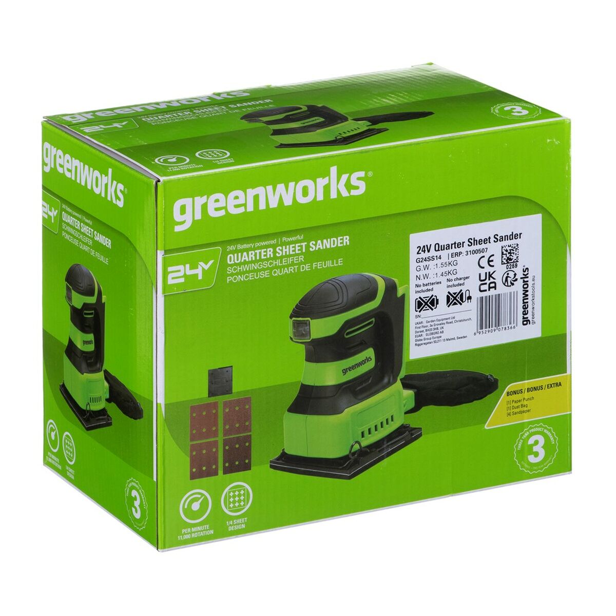 Orbitālā slīpmašīna Greenworks G24SS14 Akumulatora
