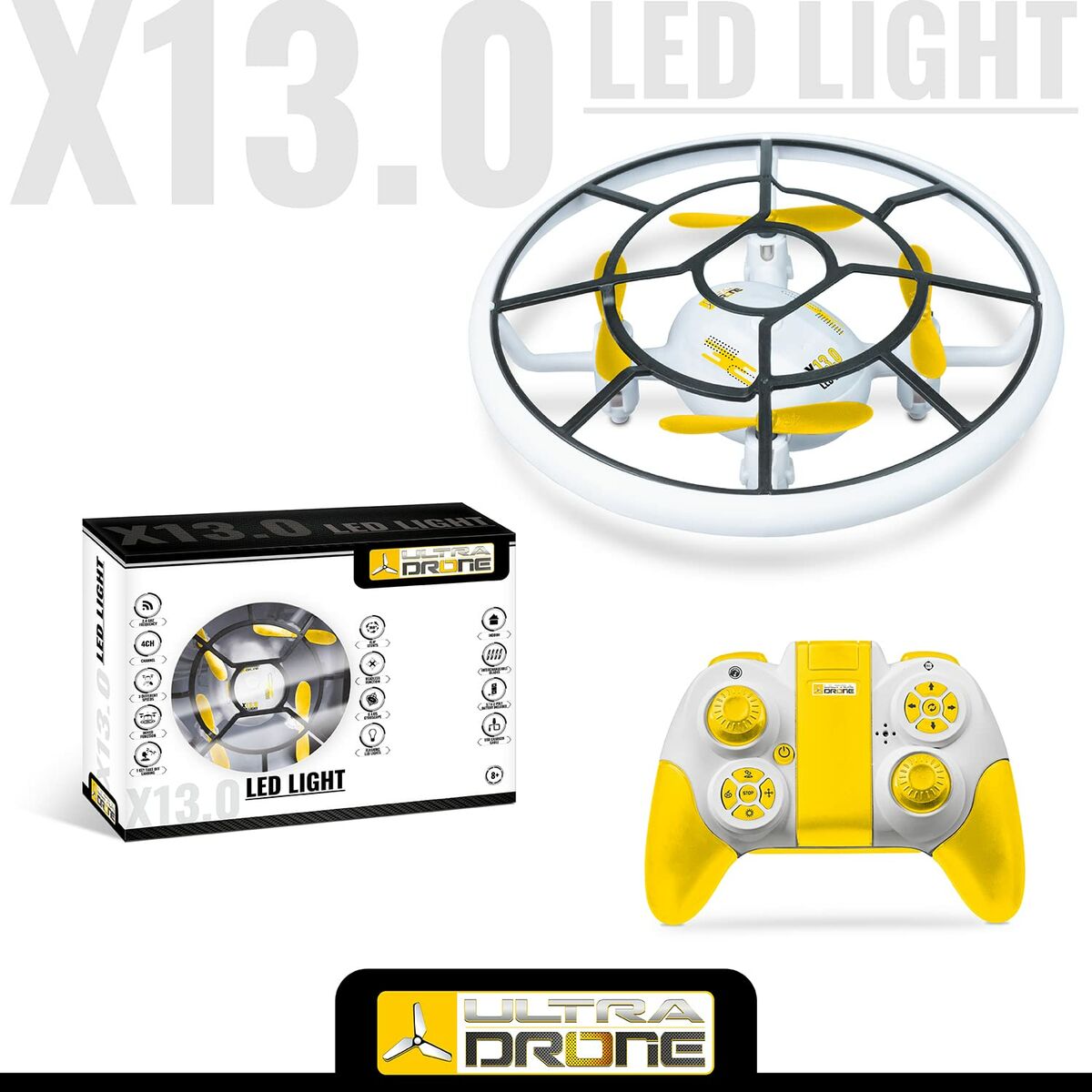 Tālvadības Kontroles Drons Mondo Ultradrone X13 LED Licht