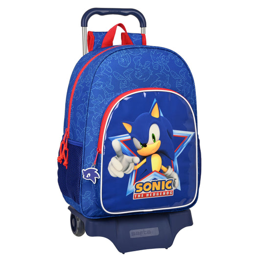 Школьный рюкзак с колесиками Sonic Let's roll Тёмно Синий 33 x 42 x 14 cm