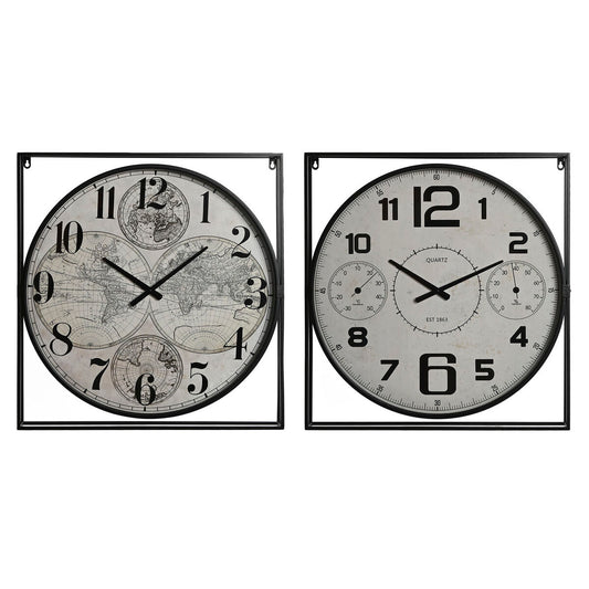 Настенное часы Home ESPRIT Белый Чёрный Металл Деревянный MDF 62 x 6 x 65 cm (2 штук)