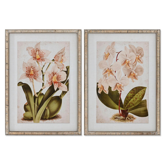 Glezna Home ESPRIT Tropiskais Orhideja 50 x 2,5 x 70 cm (2 gb.)