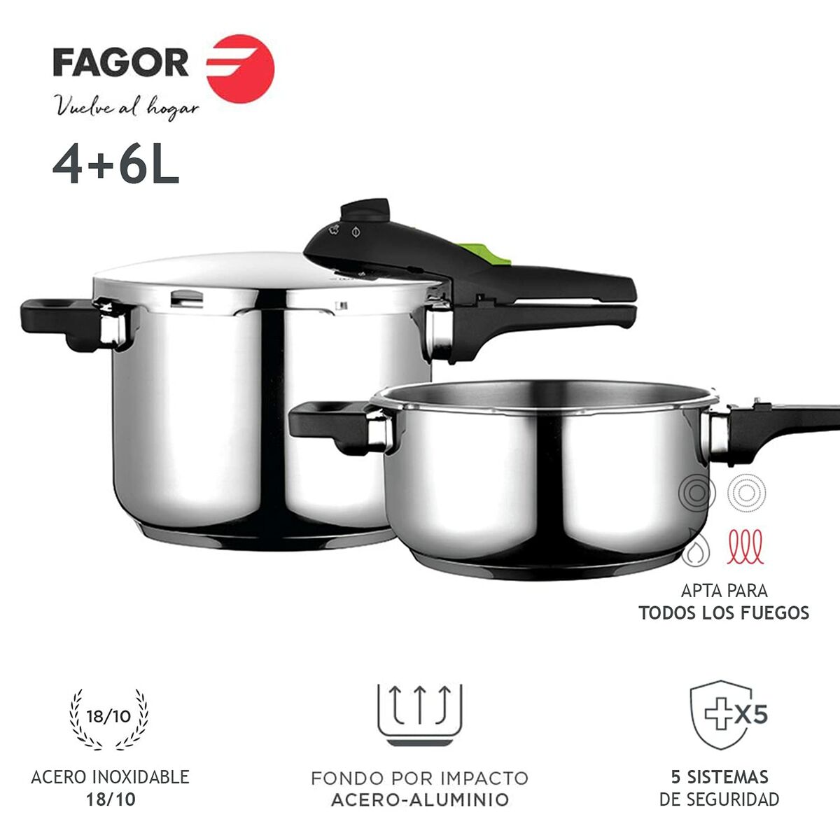 Set of pressure cookers Fagor Stainless steel 10 L 2 Pieces