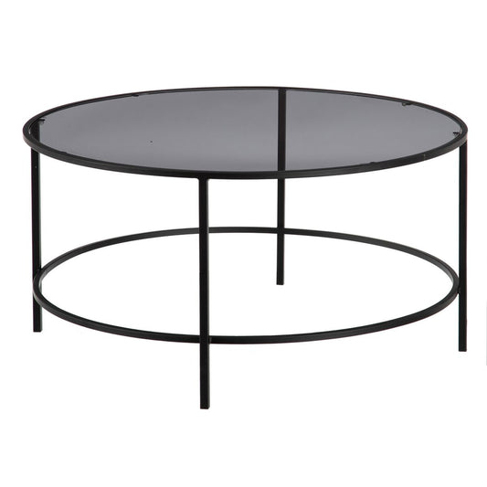 Centrālais galds Melns Pelēks Stikls Dzelzs 90 x 90 x 45,5 cm