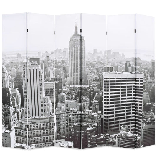 istabas aizslietnis, 228x170 cm, saliekams, Ņujorka, melnbalts