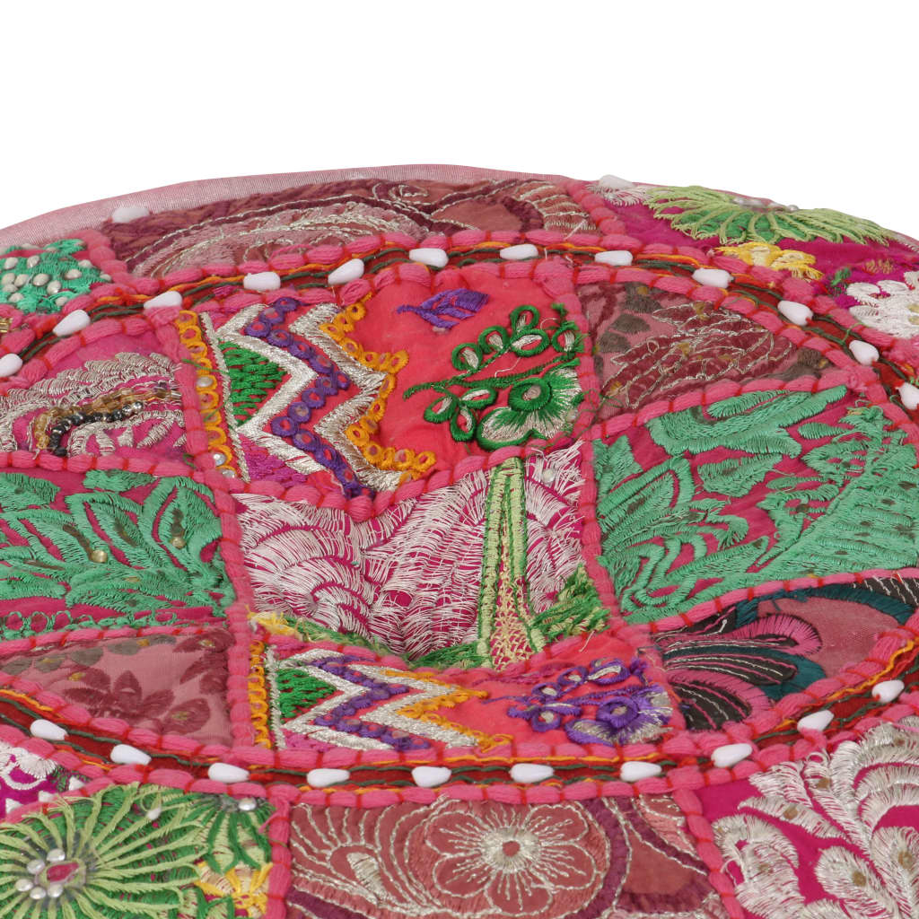tekstilmozaīkas pufs, kokvilna, roku darbs, 40x20 cm, rozā