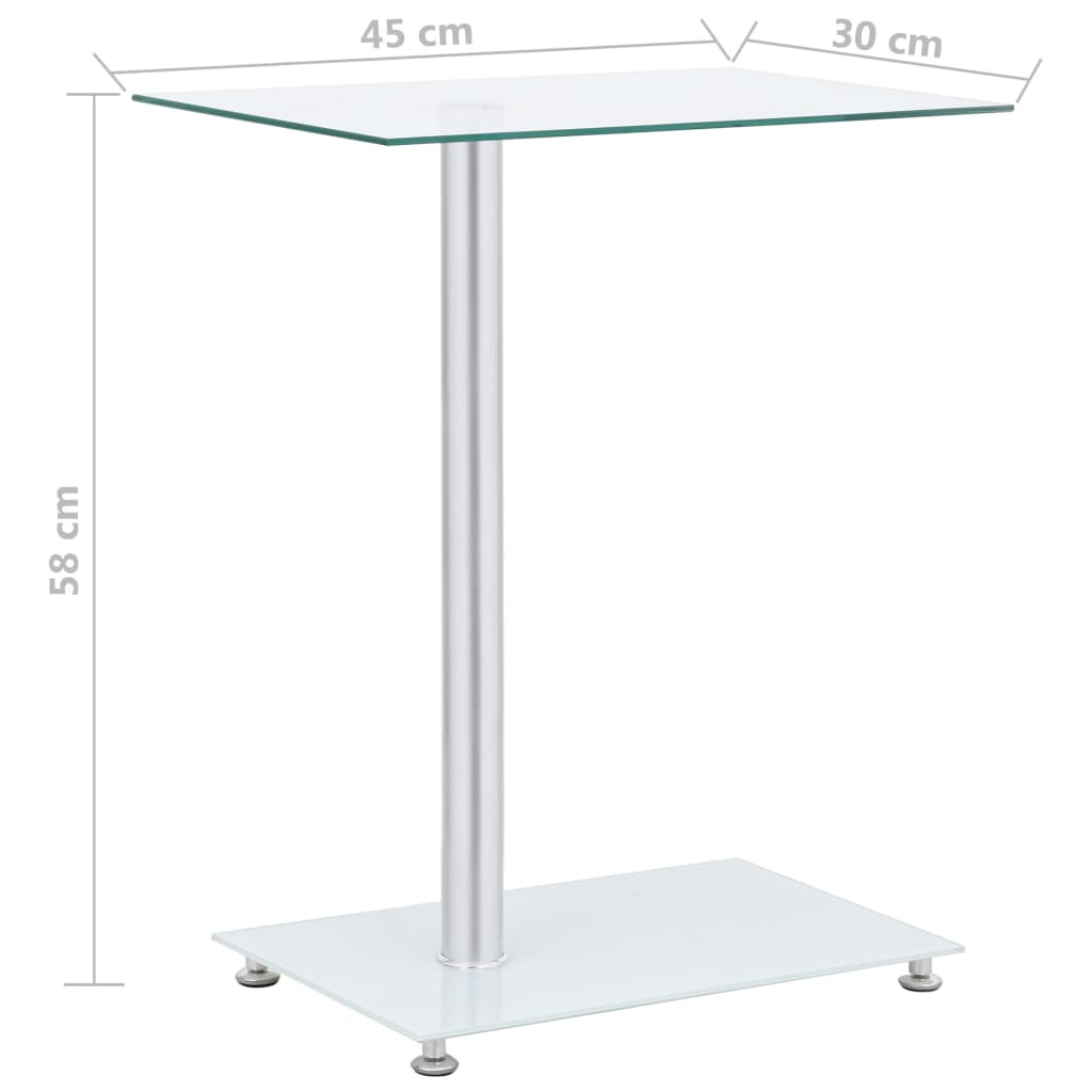 galdiņš, 45x30x58 cm, U-forma, caurspīdīgs, rūdīts stikls