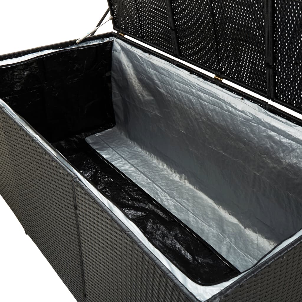 dārza uzglabāšanas kaste, 180x90x70 cm, melna PE rotangpalma