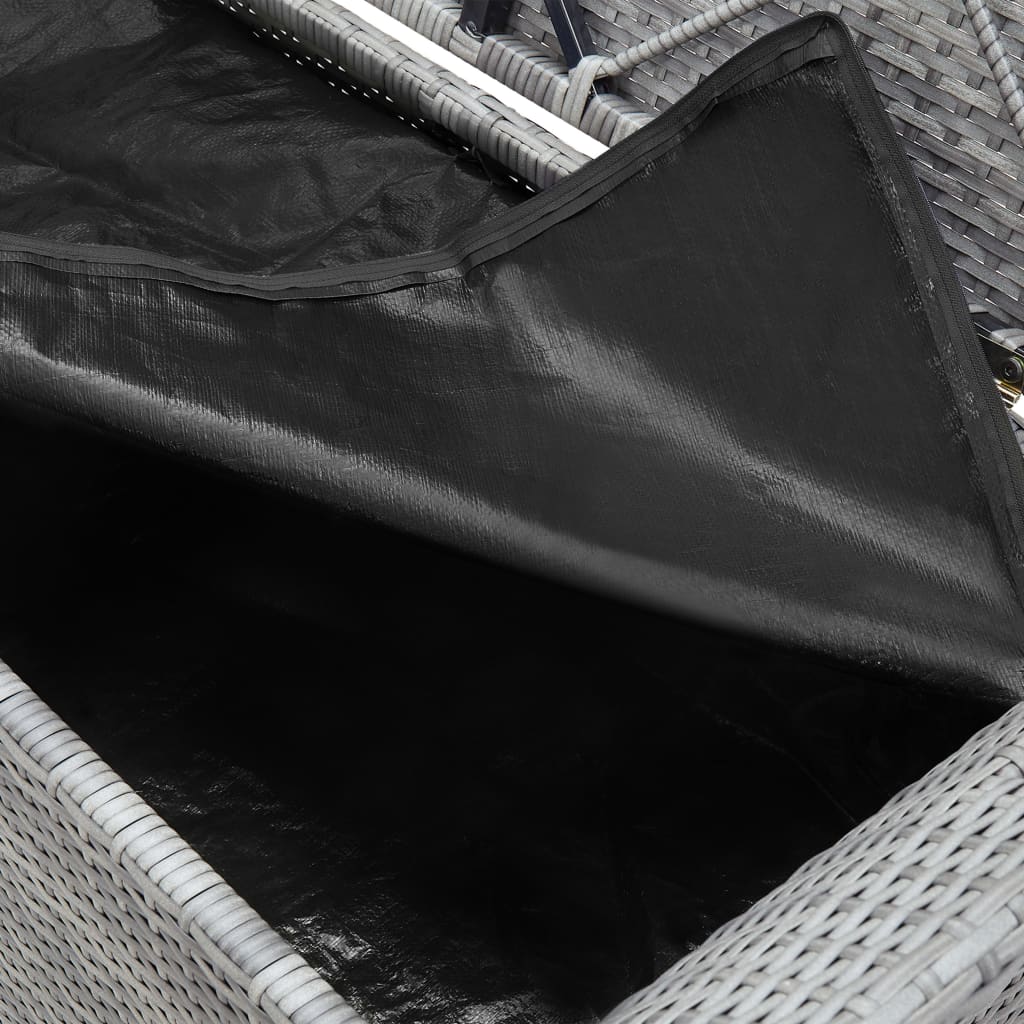 uzglabāšanas sols ar matraci, pelēks, 138 cm, PE rotangpalma