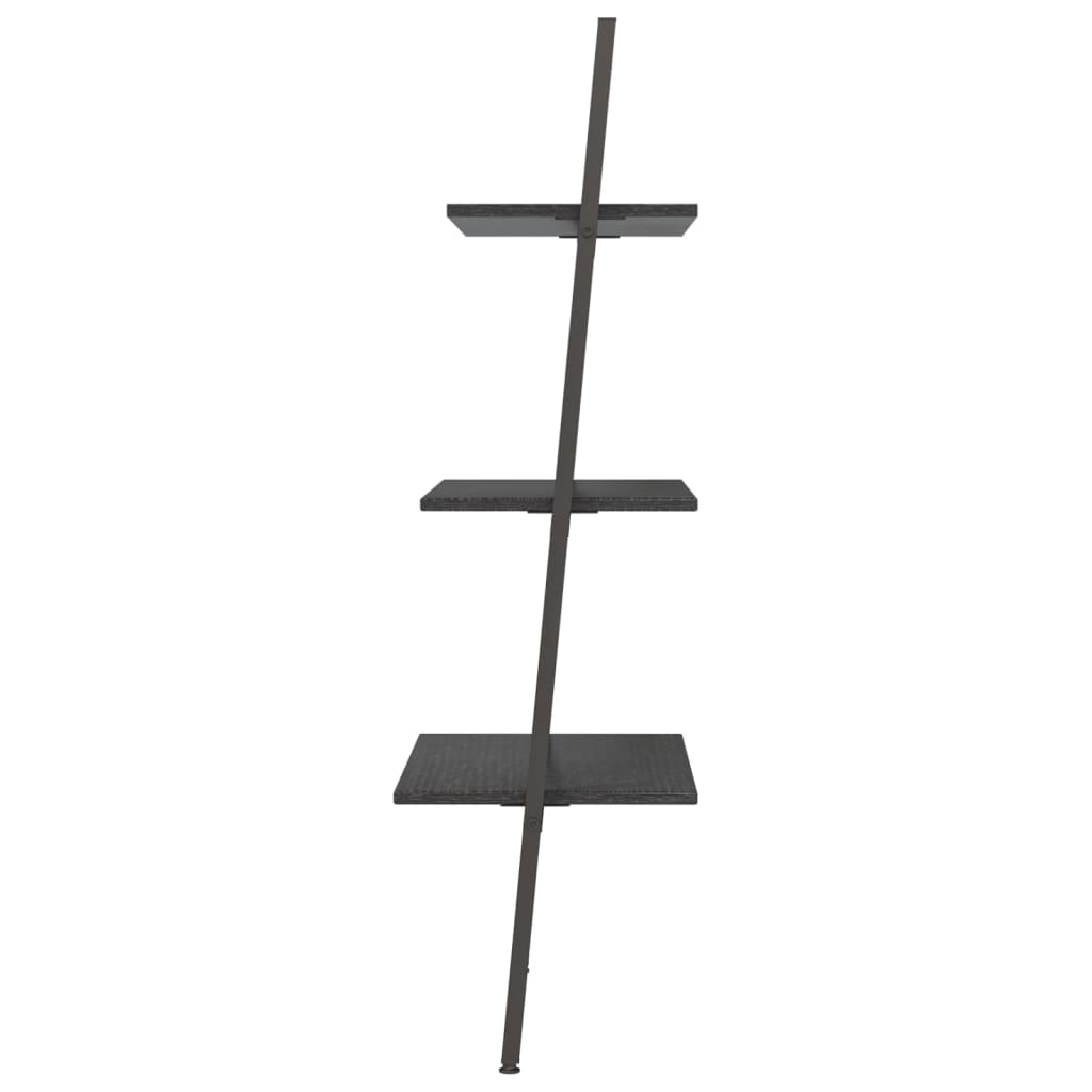 3-līmeņu slīps plaukts, melns, 64x34x116 cm
