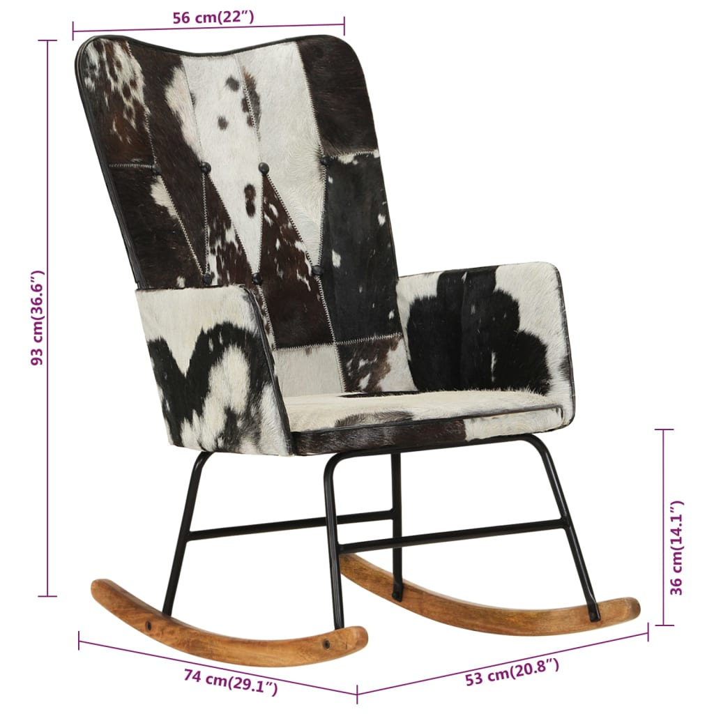 šūpuļkrēsls, melna dabīgā āda