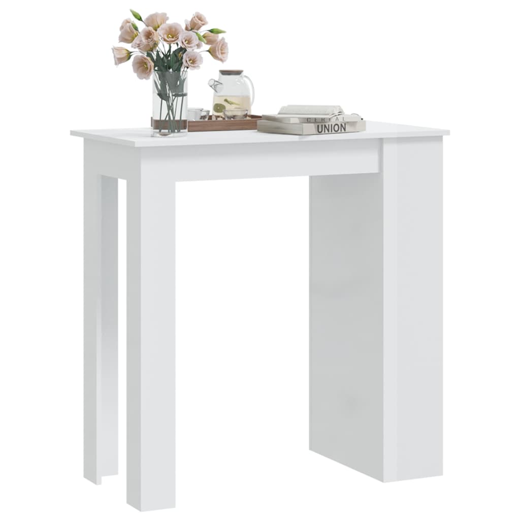 bāra galds ar plauktu, spīdīgi balts, 102x50x103,5 cm