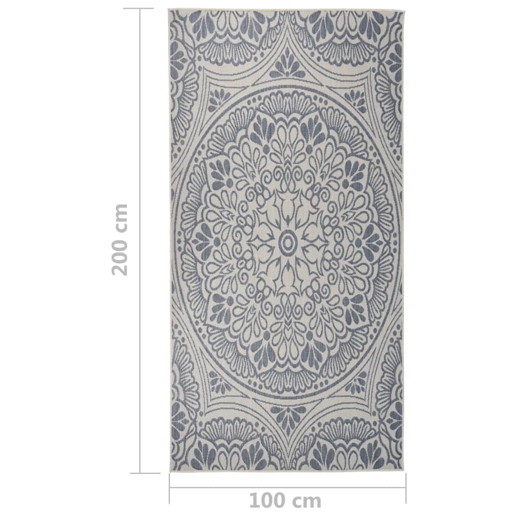āra paklājs, 100x200 cm, zils raksts