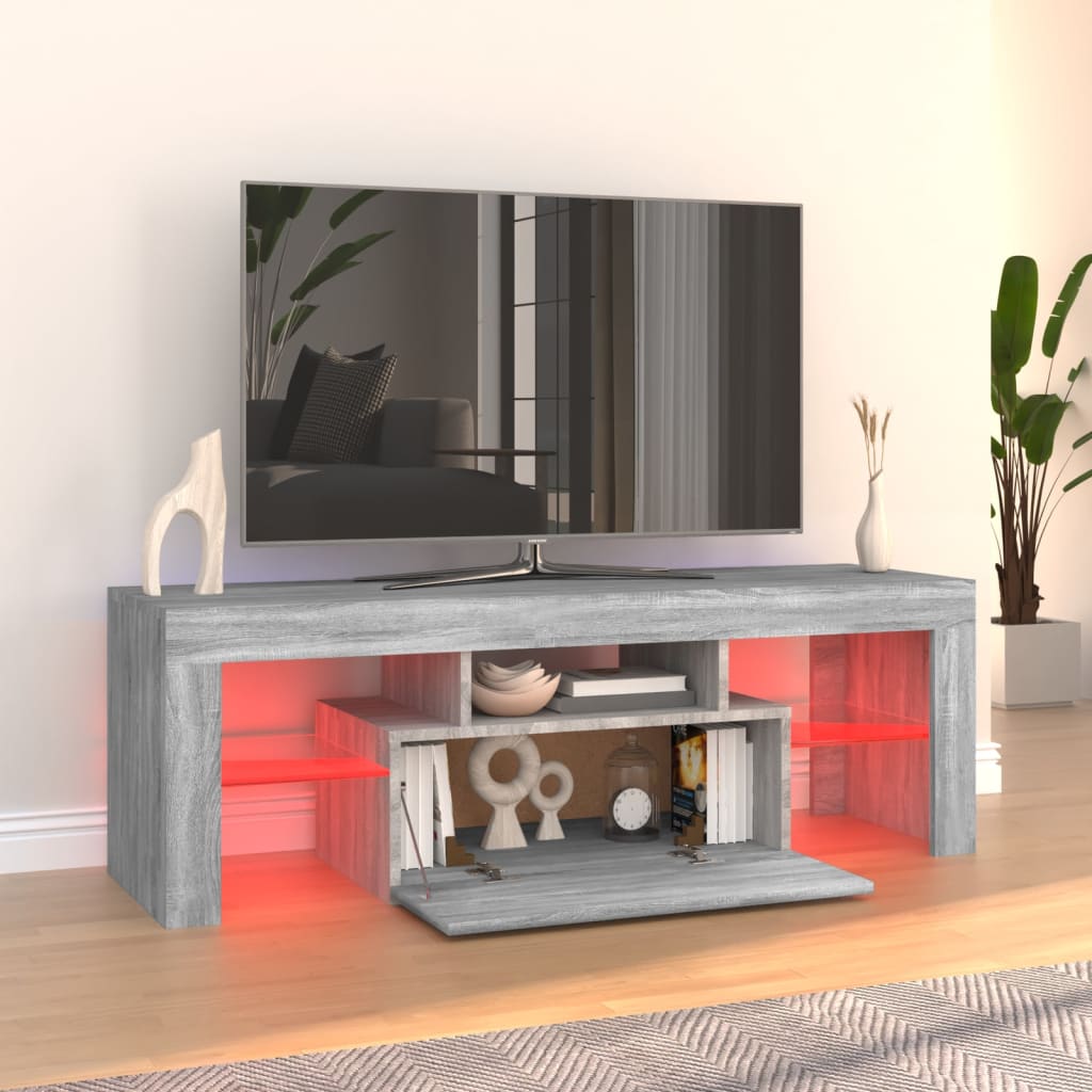 TV skapītis ar LED lampiņām, pelēka ozola krāsa, 120x35x40 cm