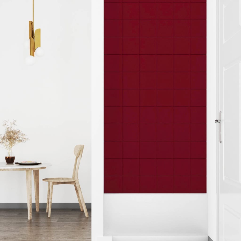 sienas paneļi, 12 gab., sarkani, 90x15 cm, samts, 1,62 m²