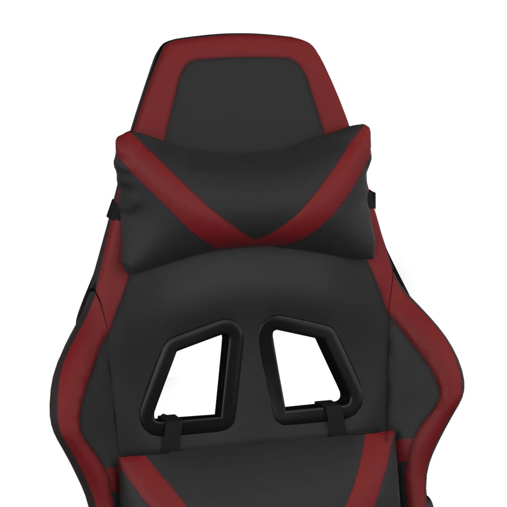 masāžas datorkrēsls ar kāju balstu, melna, sarkana mākslīgā āda