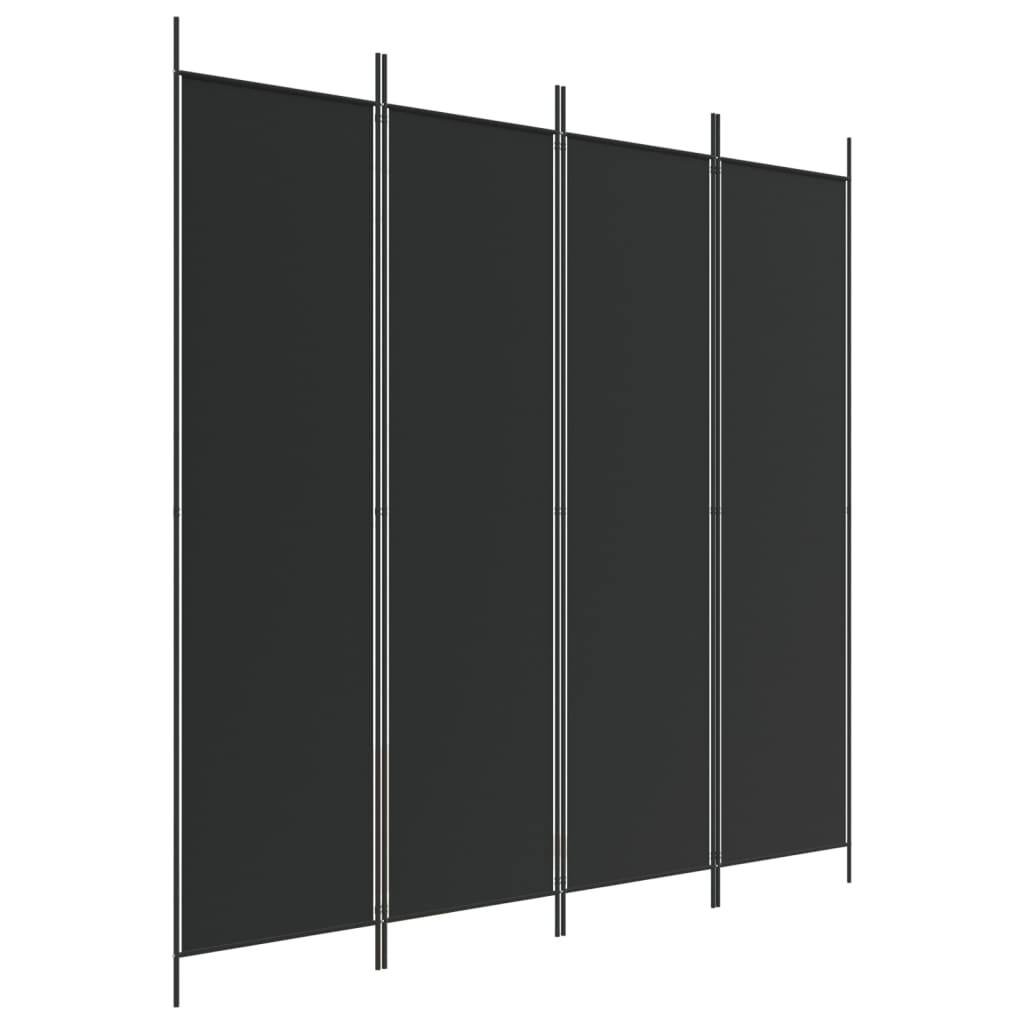 4-paneļu istabas aizslietnis, 200x200 cm, melns audums