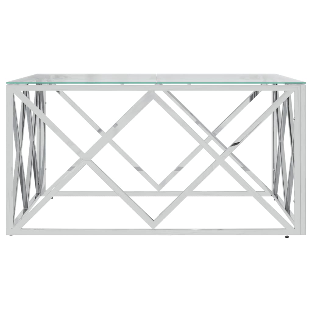 kafijas galdiņš, 80x80x40 cm, nerūsējošs tērauds un stikls
