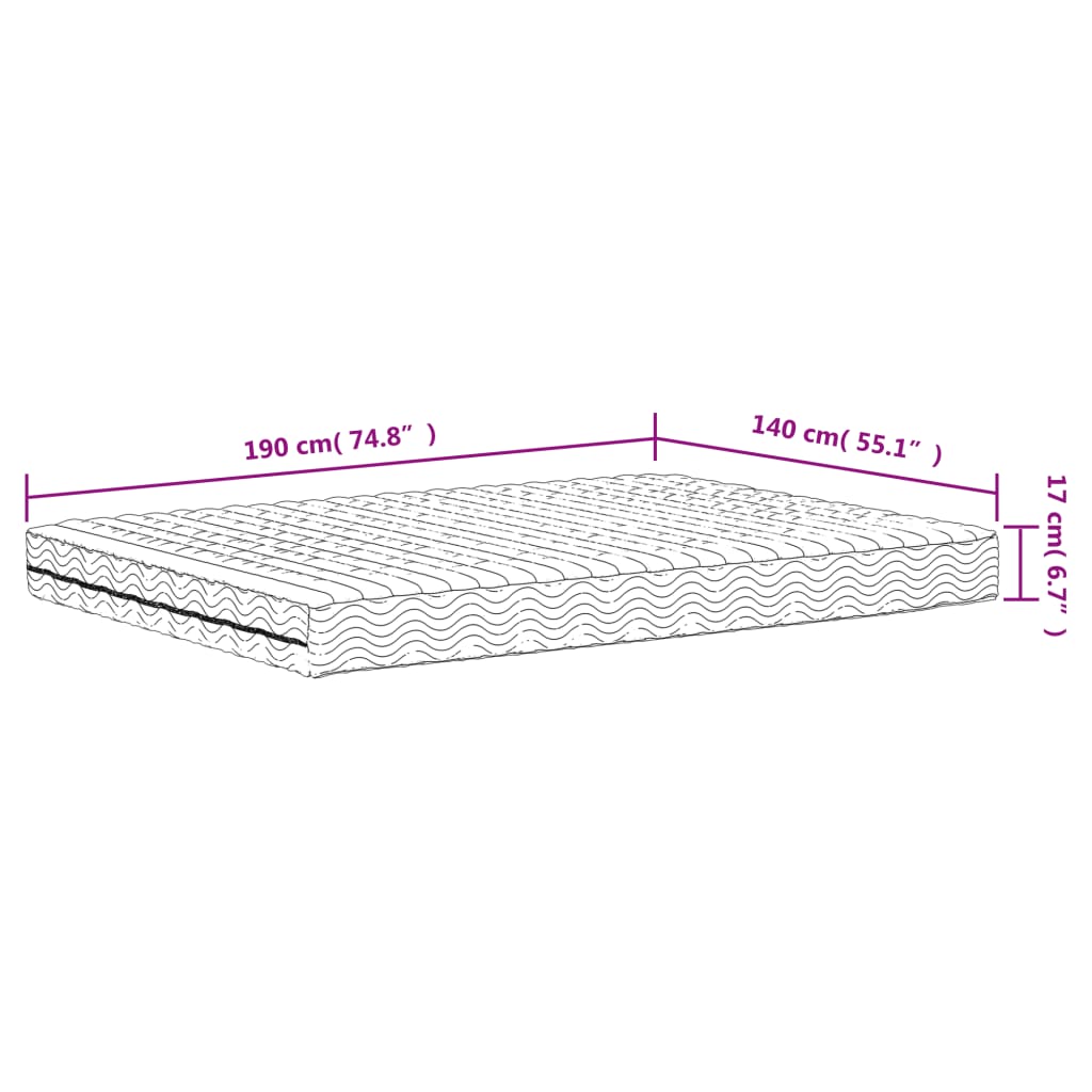 putu matracis, balts, 140x190 cm, cietība H2, H3