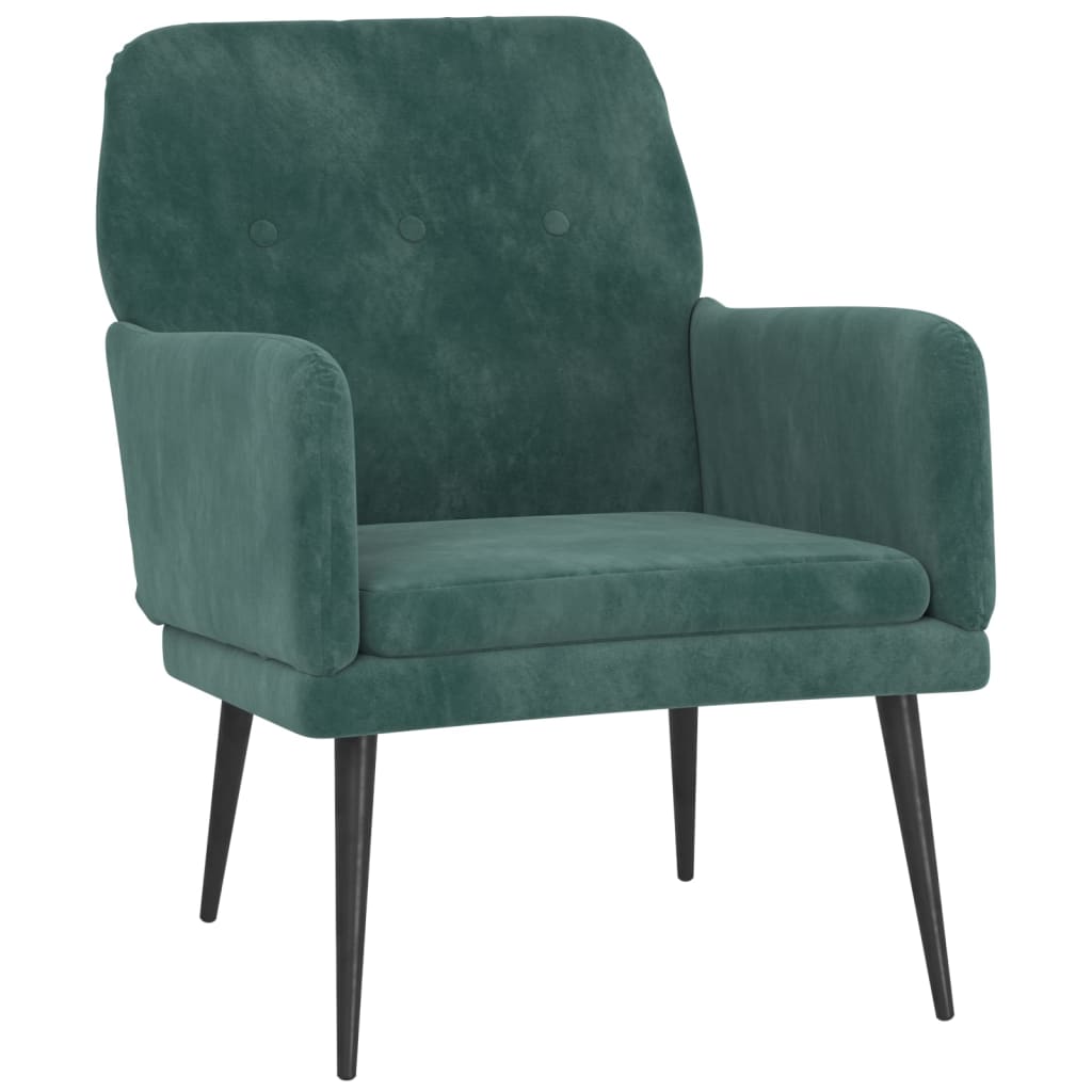 atpūtas krēsls, tumši zaļš, 62x79x79 cm, samts