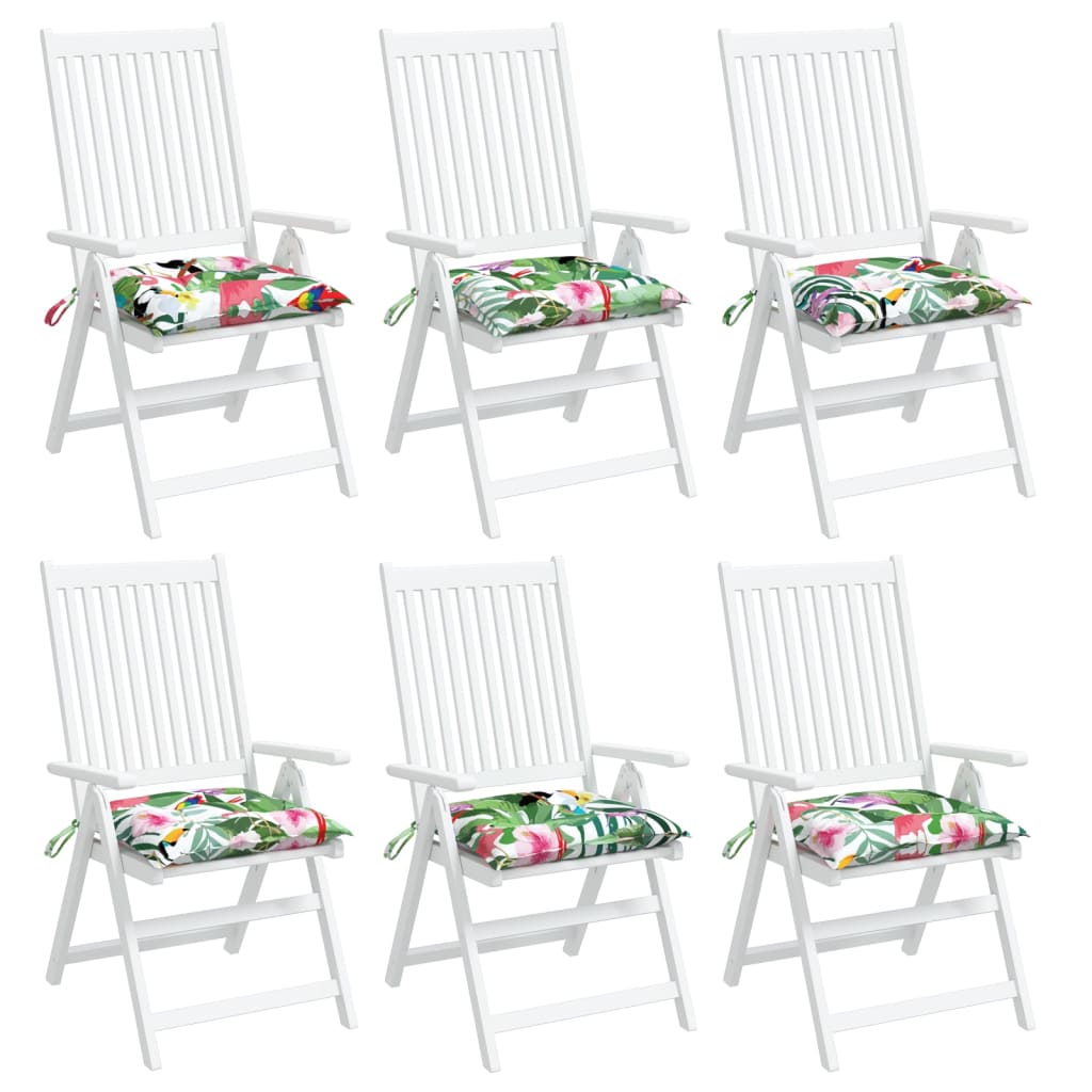 krēslu matrači, 6 gab., krāsaini, 40x40x7 cm, audums