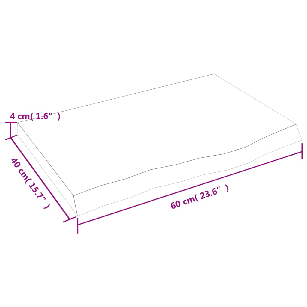sienas plaukts, 60x40x(2-4) cm, neapstrādāts ozola masīvkoks