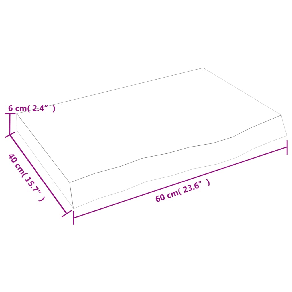 sienas plaukts, 60x40x(2-6) cm, neapstrādāts ozola masīvkoks