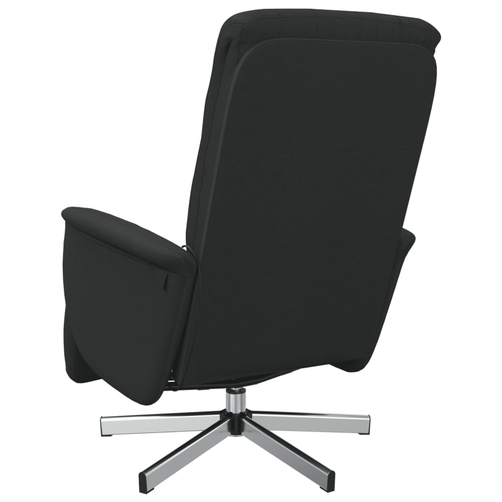 vidaXL masāžas krēsls ar kāju balstu, atgāžams, melns audums