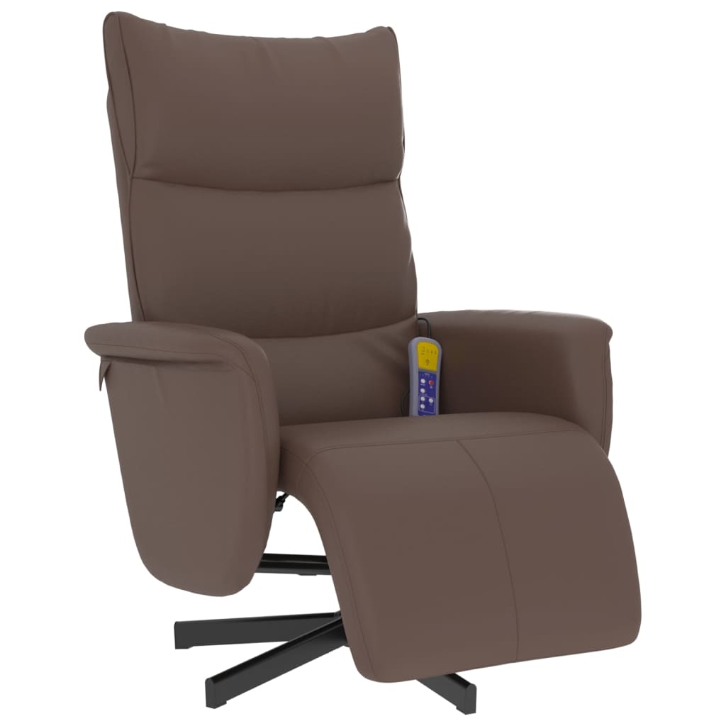 vidaXL masāžas krēsls ar kāju balstu, atgāžams, brūns mākslīgā āda