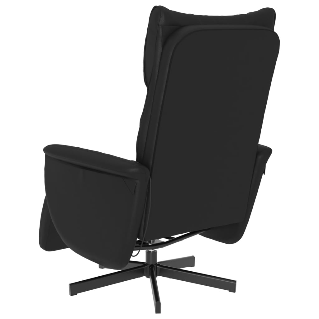 vidaXL masāžas krēsls ar kāju balstu, atgāžams, melna mākslīgā āda