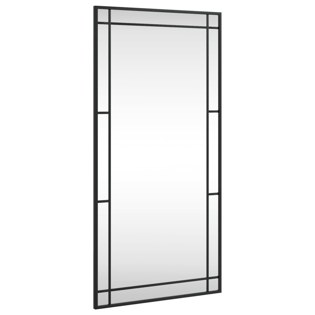 sienas spogulis, melns, 50x100 cm, taisnstūra, dzelzs