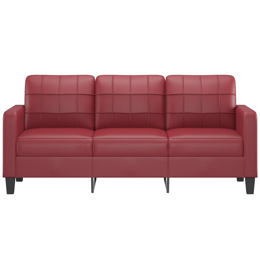 trīsvietīgs dīvāns, vīnsarkans, 180 cm, mākslīgā āda