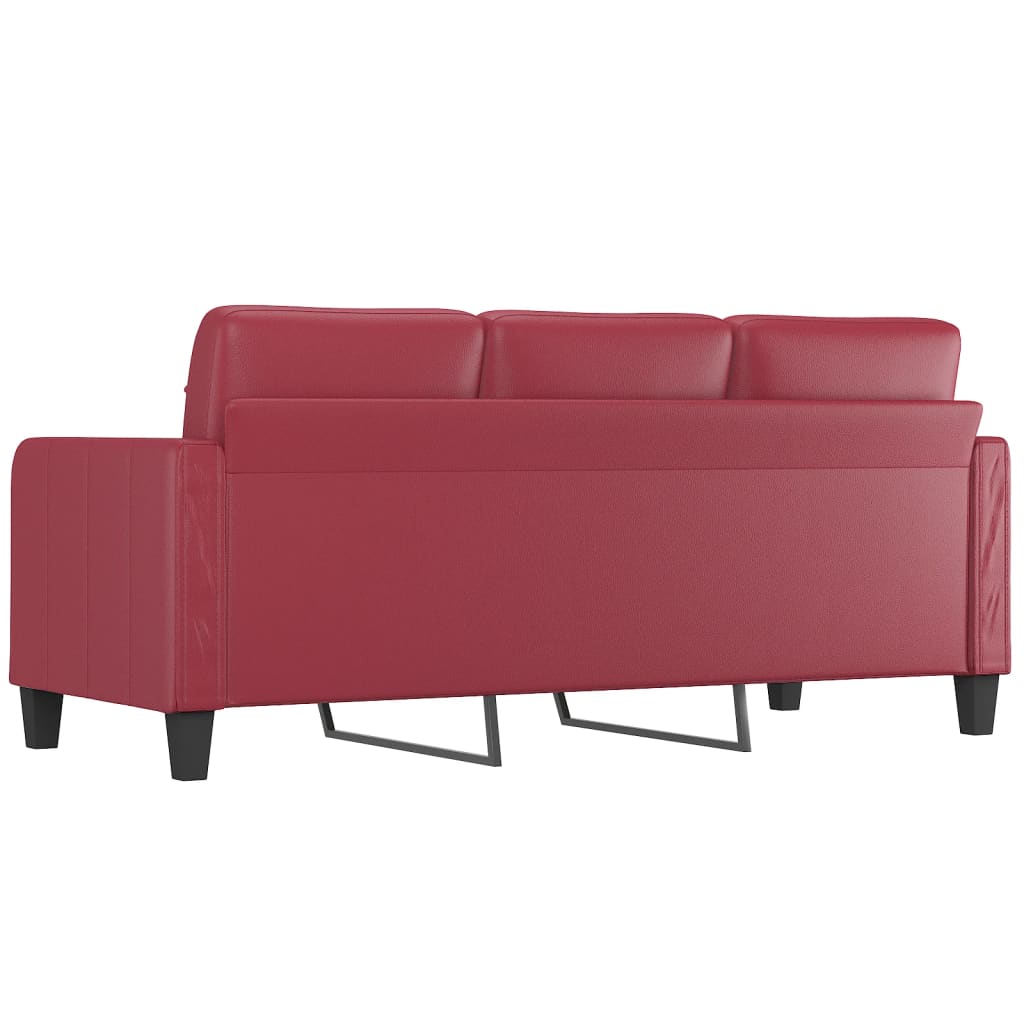 trīsvietīgs dīvāns, vīnsarkans, 180 cm, mākslīgā āda