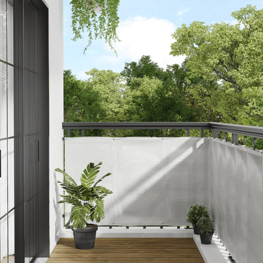 vidaXL balkona aizslietnis, gaiši pelēks, 90x600 cm, 100% poliestera