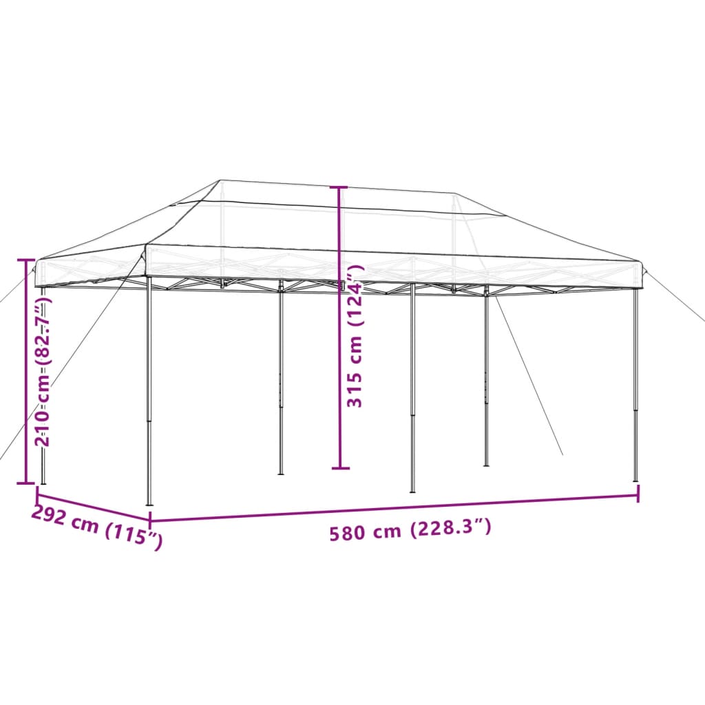 saliekama svinību telts, bēša, 580x292x315 cm