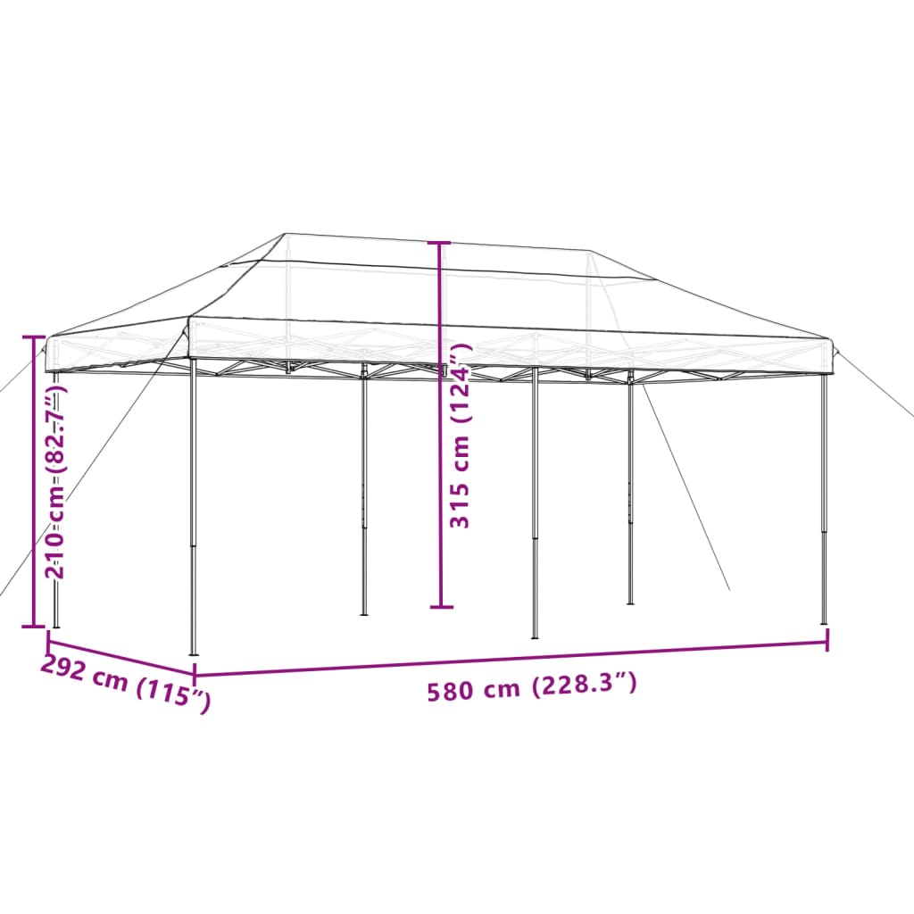 saliekama svinību telts, vīnsarkana, 580x292x315 cm
