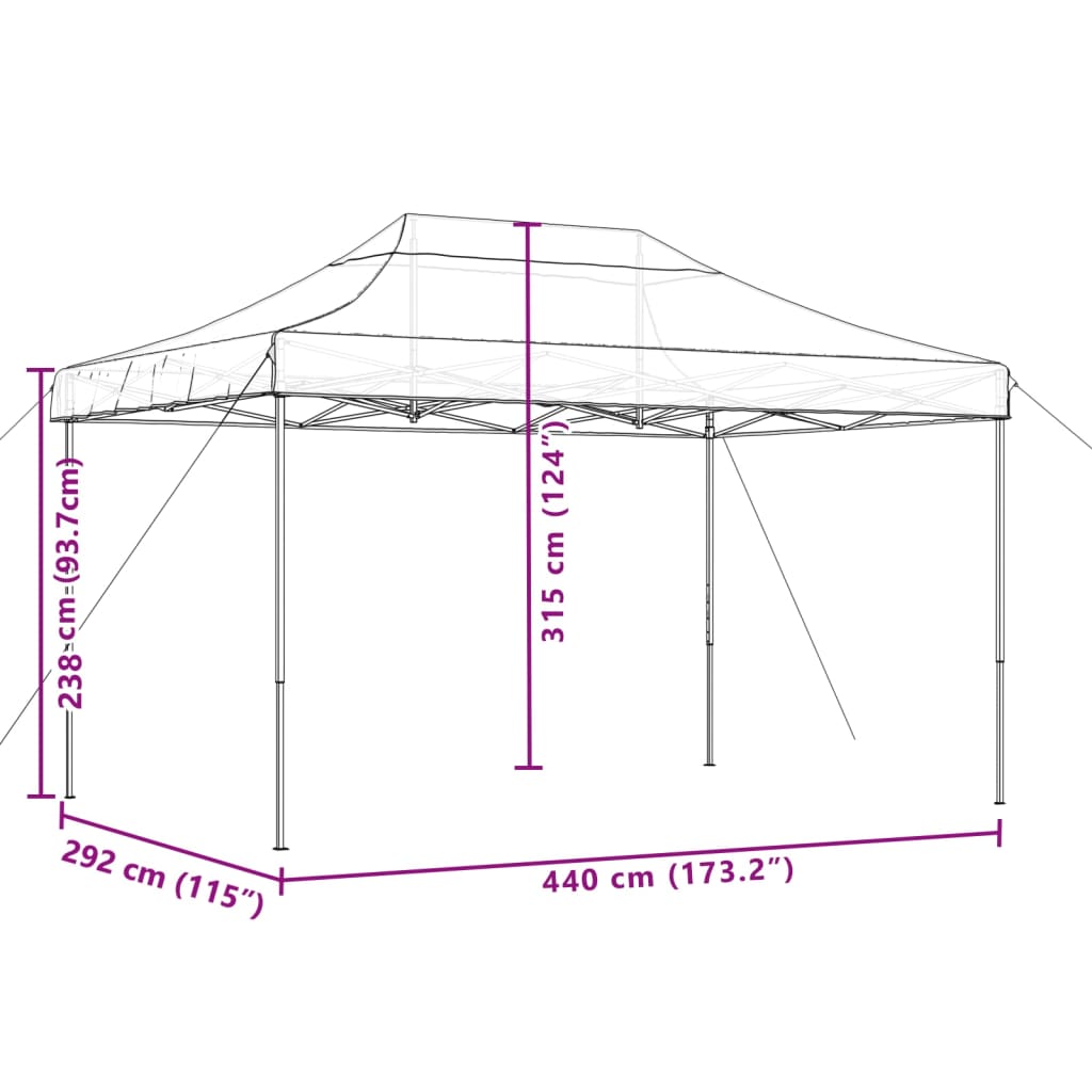 saliekama svinību telts, brūna, 440x292x315 cm