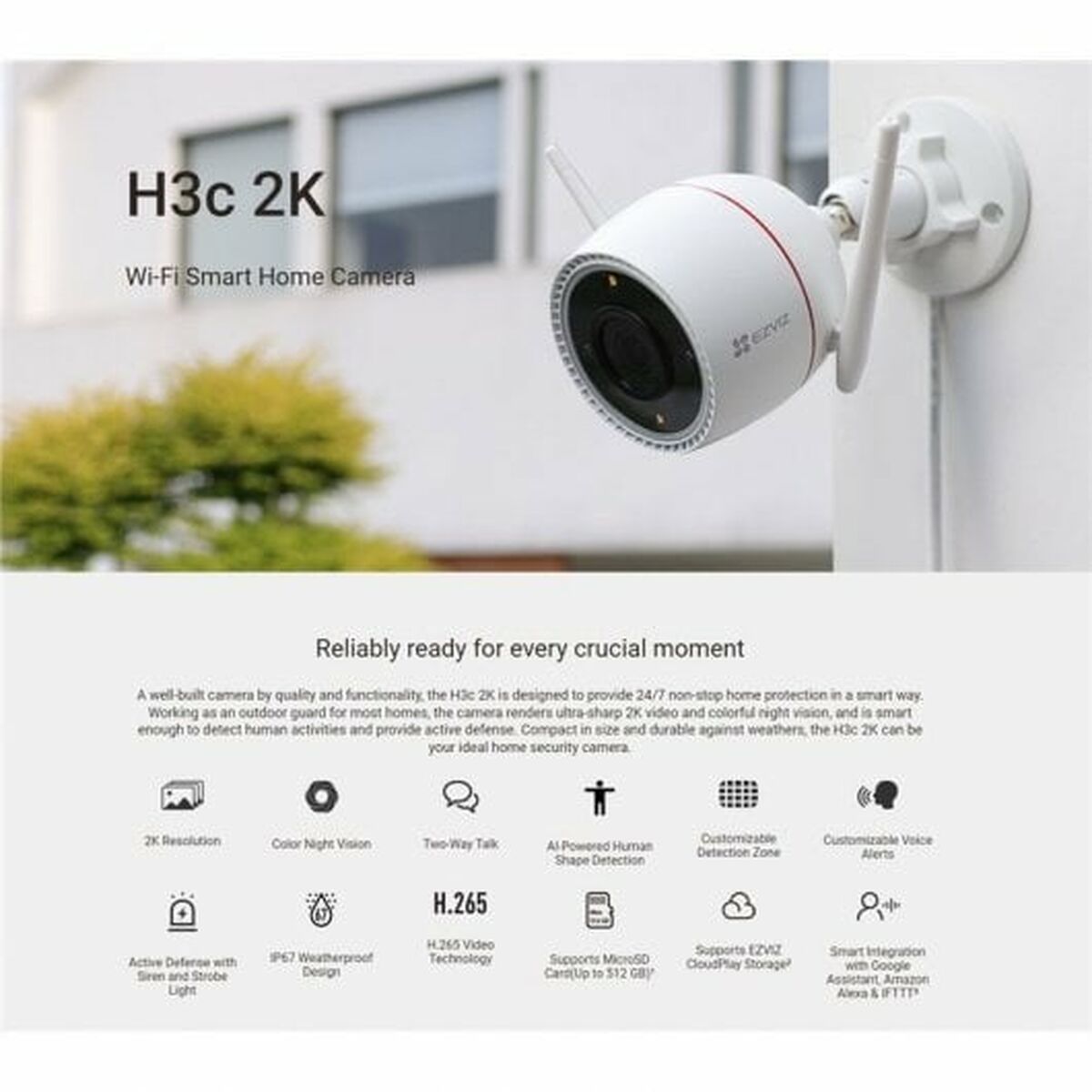 Видеокамера наблюдения Ezviz H3C 2K