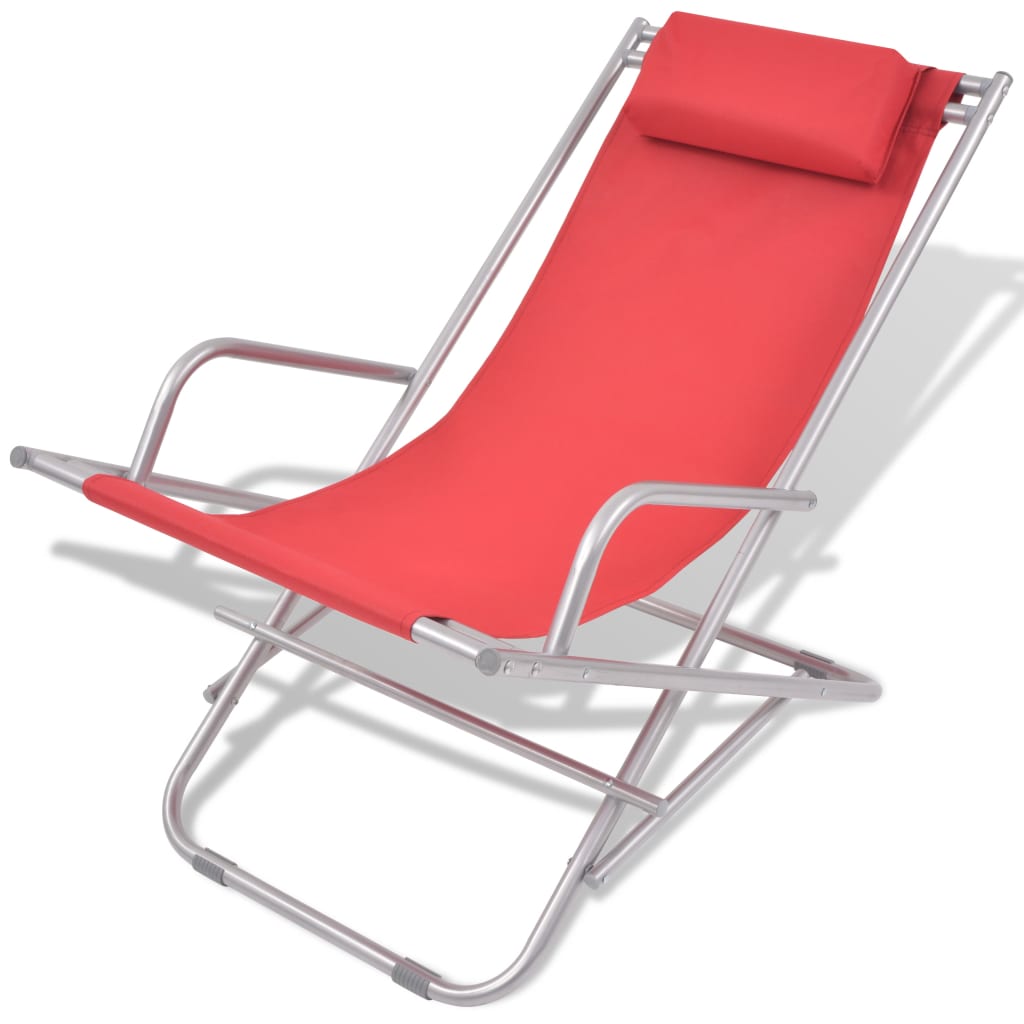 atgāžami pludmales krēsli, 2 gab., tērauds, sarkani