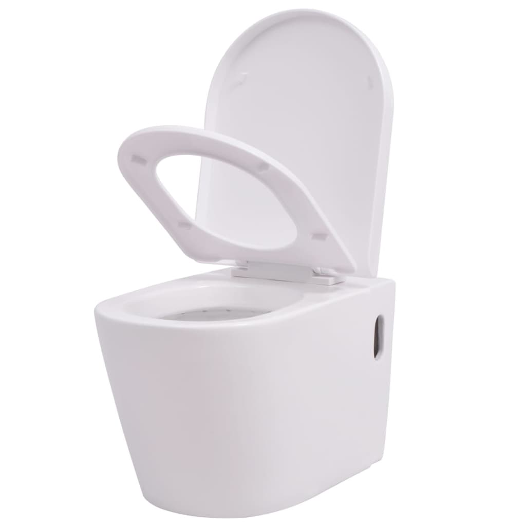 toilet bowl, wall-mounted, white ceramic