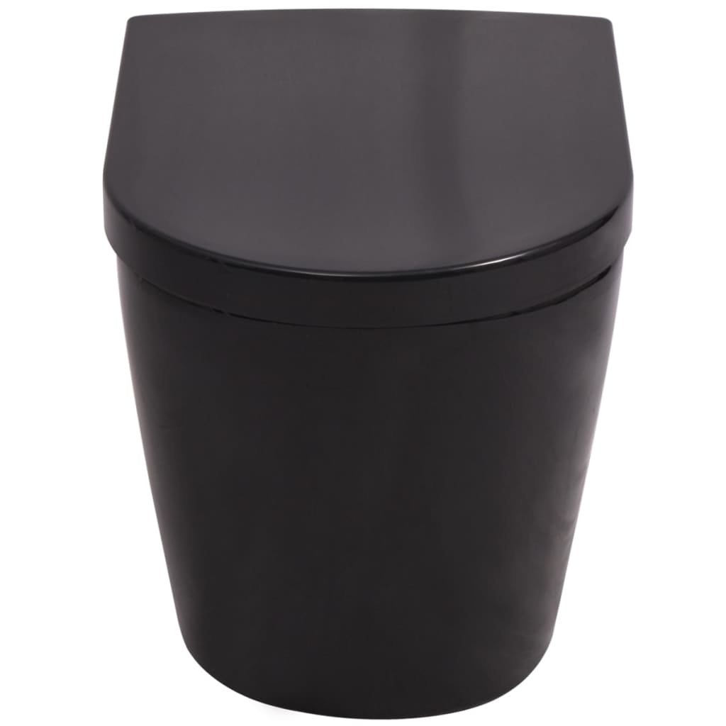 toilet bowl with tank, wall-mounted, black ceramic