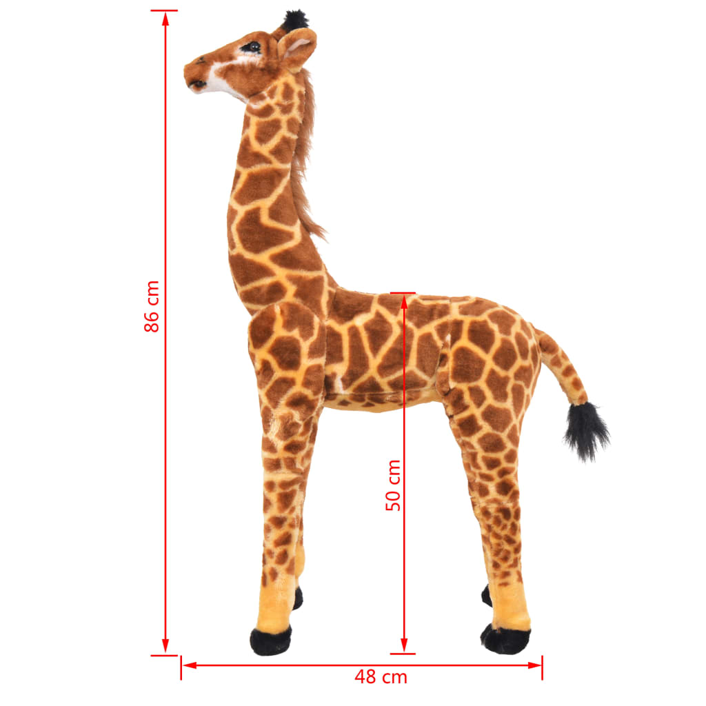 Rotaļu žirafe, XXL, plīšs, brūna ar dzeltenu