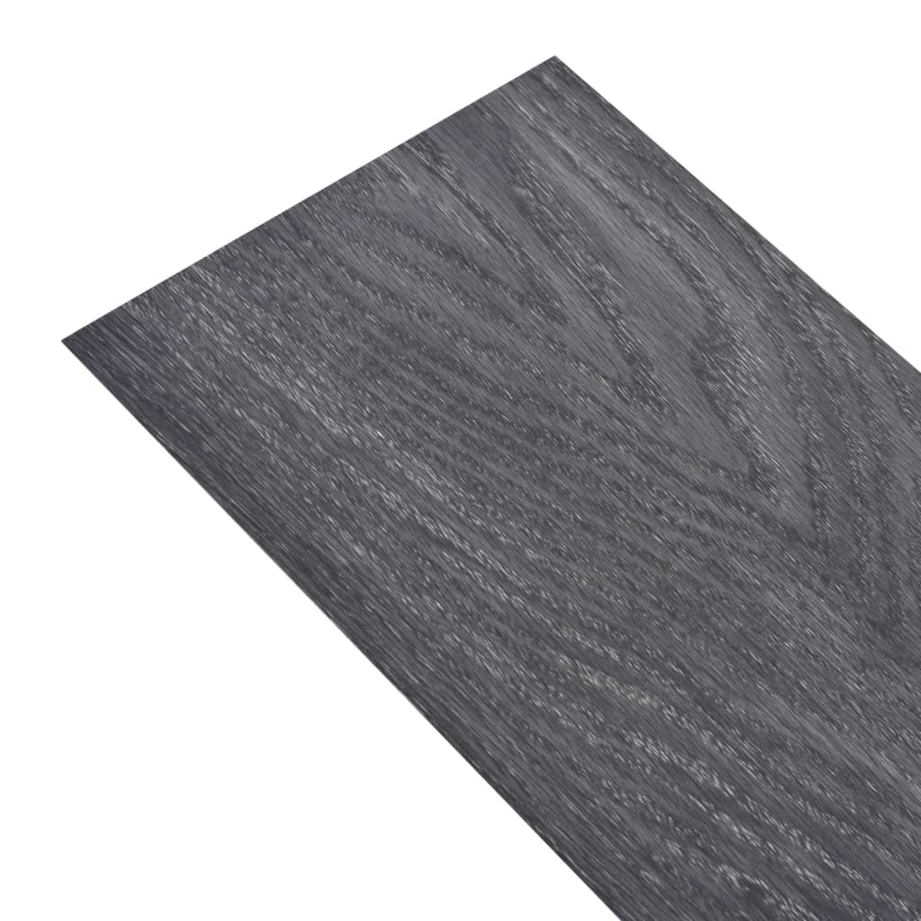 grīdas dēļi, pašlīmējoši, 5,02 m², 2 mm, PVC, melni ar baltu