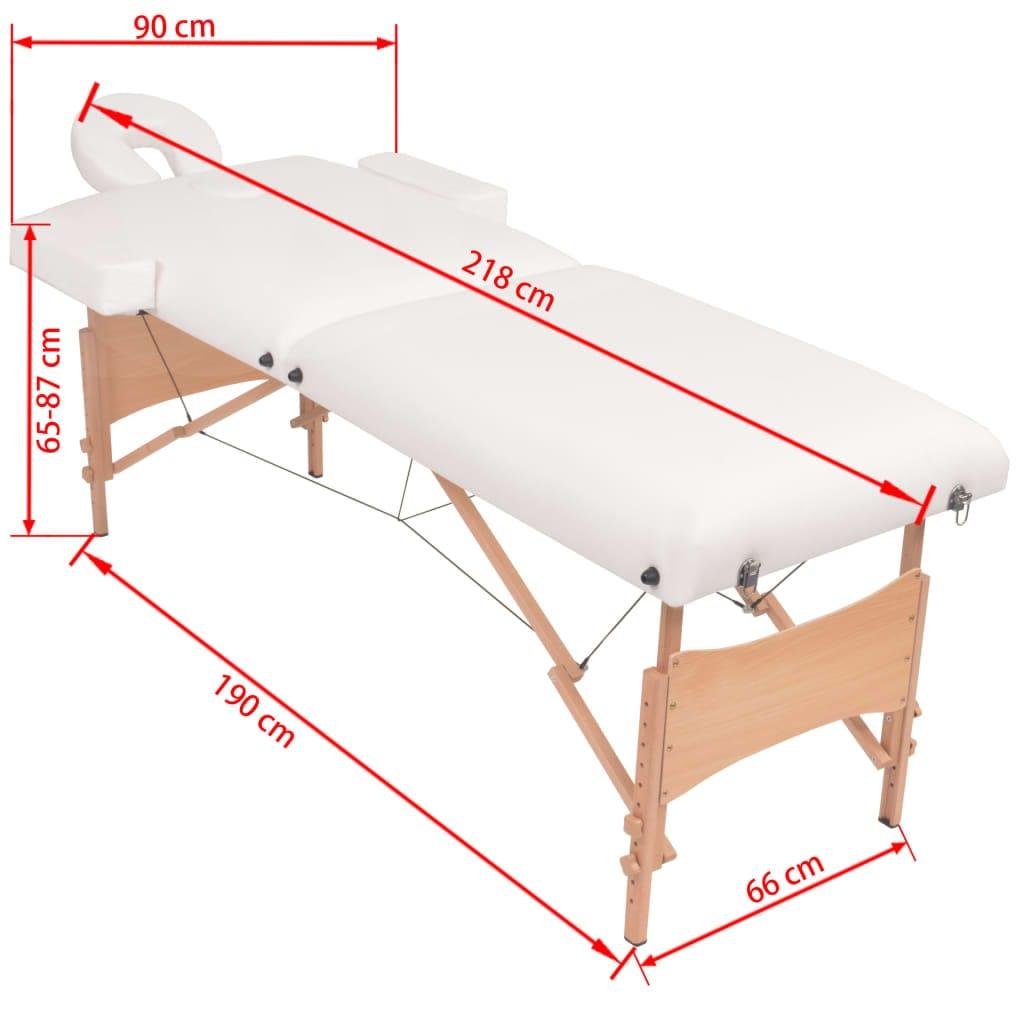 masāžas galds un taburete, 2 daļas, saliekams, 10 cm, balts - amshop.lv