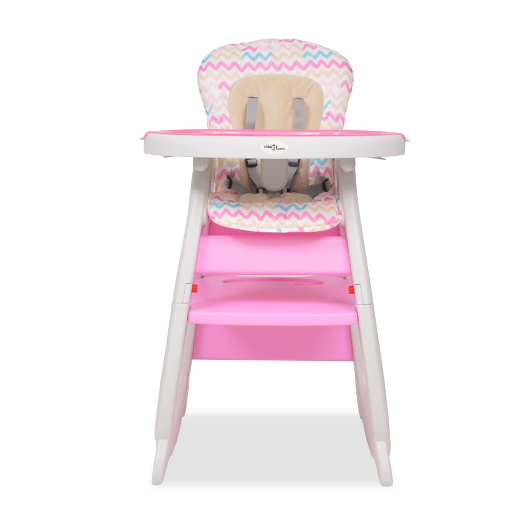 baby high chair with table, convertible, pink