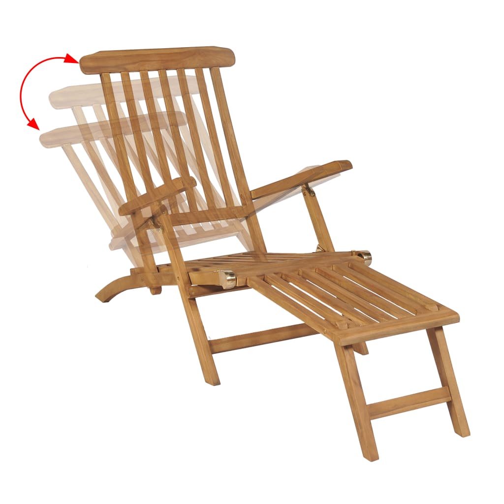 pludmales krēsls ar kāju balstu, masīvs tīkkoks