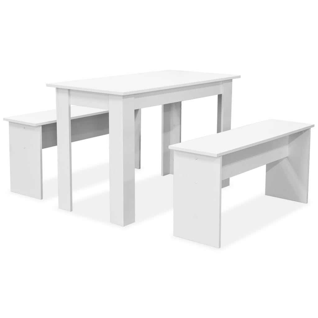 galds ar soliem, 3 daļas, skaidu plāksne, balts