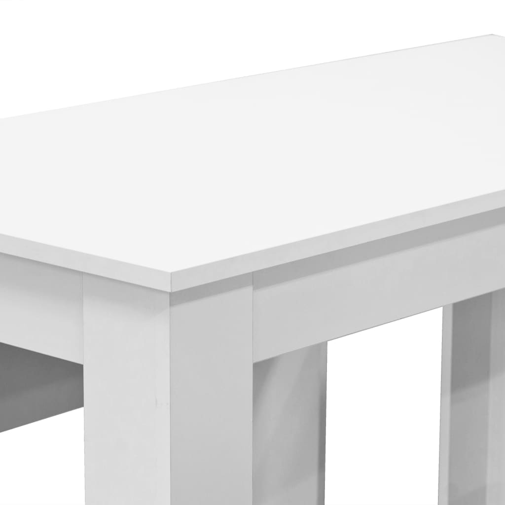 galds ar soliem, 3 daļas, skaidu plāksne, balts