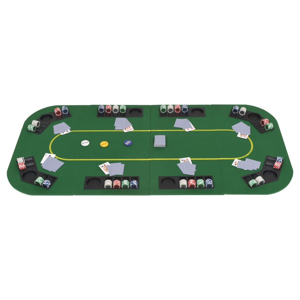 poker table top, folding, for 8 players, rectangular, green