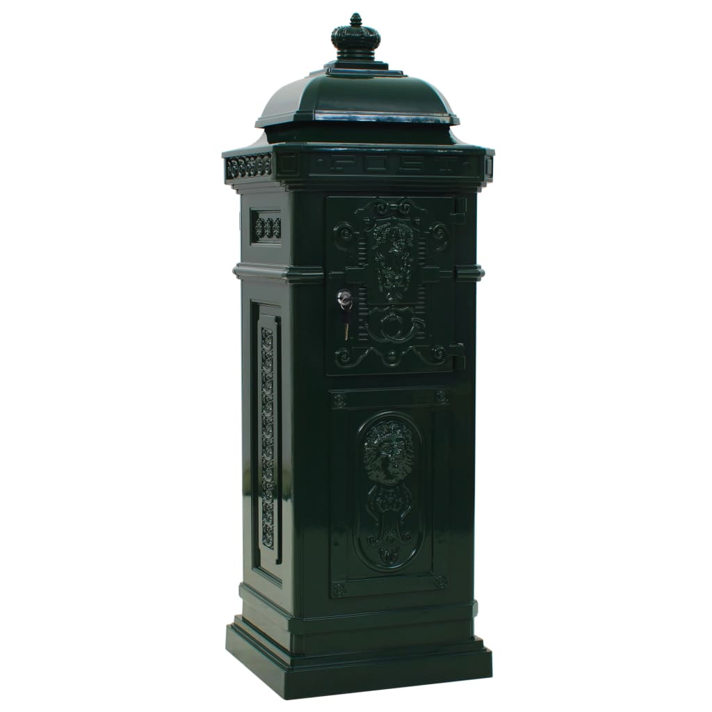 mailbox, retro style, stainless aluminum, green